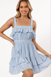 Petal and Pup USA DRESSES Jane Mini Ruffle Dress - Blue