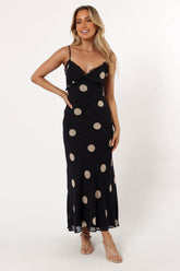 Petal and Pup USA DRESSES Ollie Midi Polka Dot Dress - Black/Cream