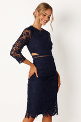 Petal and Pup USA DRESSES Pia Long Sleeve Midi Dress - Navy