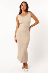 Petal and Pup USA DRESSES Reign Maxi Knit Dress - Beige