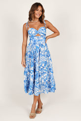 Petal and Pup USA DRESSES Rose Midi Dress - Blue/White