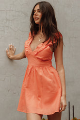 Petal and Pup USA DRESSES Rowan Frill Mini Dress - Coral
