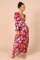 Petal and Pup USA DRESSES Teena Puff Sleeve Cutout Midi Dress - Black