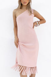 Petal and Pup USA DRESSES Winne One Shoulder Knit Dress - Pink