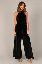 Petal and Pup USA JUMPSUITS Aria Velvet Jumpsuit - Black