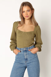 Petal and Pup USA KNITWEAR Madalyn Knit Sweater - Olive