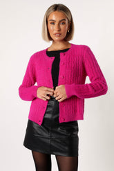 Petal and Pup USA KNITWEAR Ryann Button Front Cardigan - Magenta