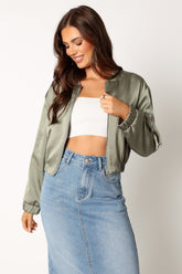 Petal and Pup USA OUTERWEAR Kyra Bomber Jacket - Sage