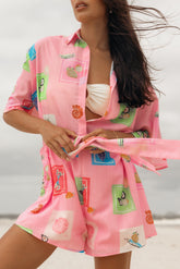 Petal and Pup USA Rompers Kellie Romper - Pink Stamp Print