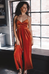 Petal and Pup USA Rompers Quinnie Velvet Jumpsuit - Amber