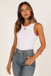 Petal and Pup USA TOPS Ari Ribbed Tank Top - White