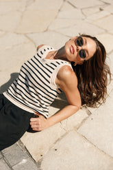 Petal and Pup USA TOPS Cherie Knit Top - Sand Black