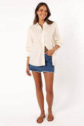 Petal and Pup USA TOPS Dylan Long Sleeve Button Up Top - White