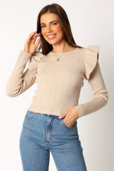 Petal and Pup USA TOPS Easton Long Sleeve Knit Top - Nude