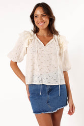 Petal and Pup USA TOPS Iris Ruffled Top - Cream