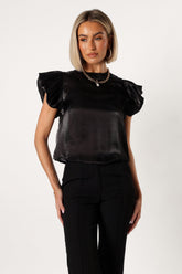 Petal and Pup USA TOPS Marianna Ruffle Sleeve Top - Black