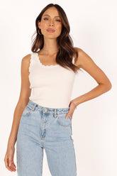 Petal and Pup USA TOPS Monique Ribbed Tank Top - White