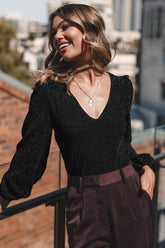 Petal and Pup USA TOPS Wander Long Sleeve Bodysuit - Black