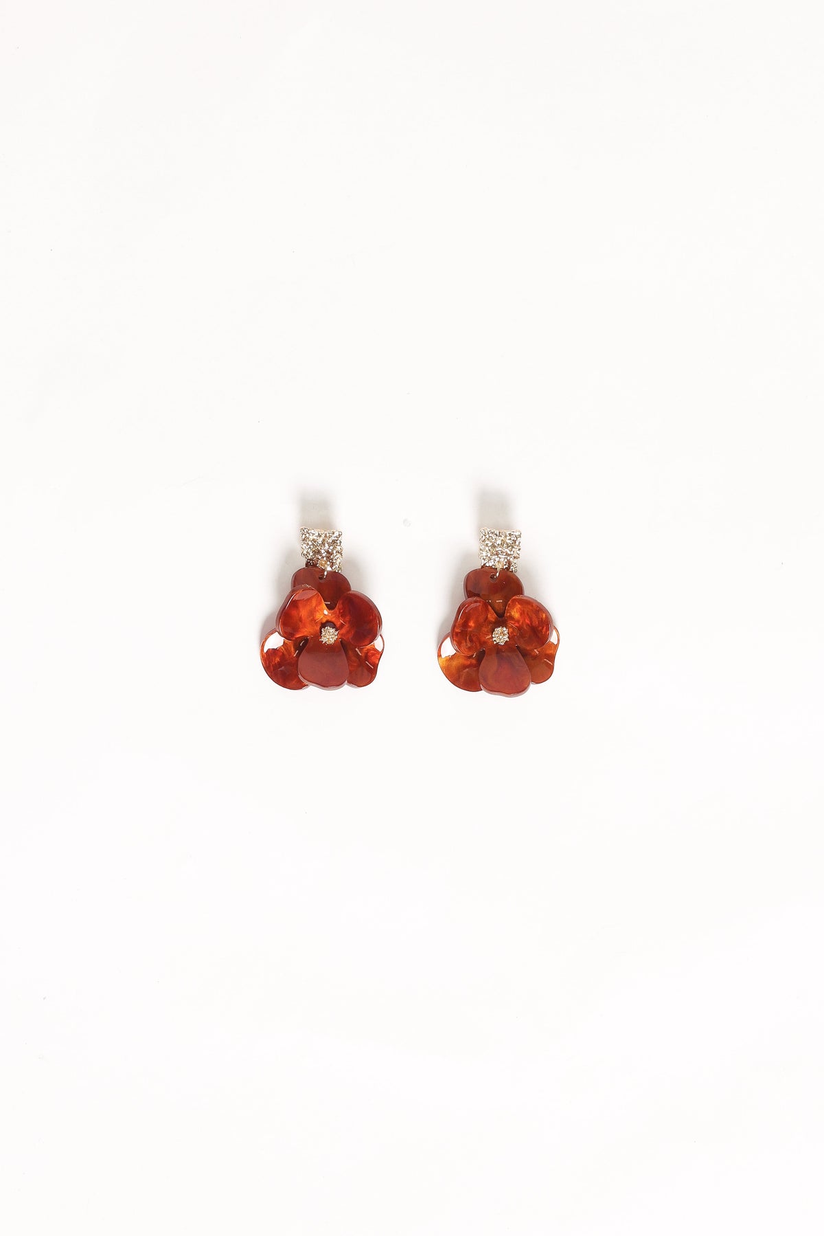 Lennon Flower Earrings - Gold/Brown