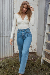 Dio Knit Henley - Cream White