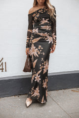 Bloise Maxi Skirt - Black Floral