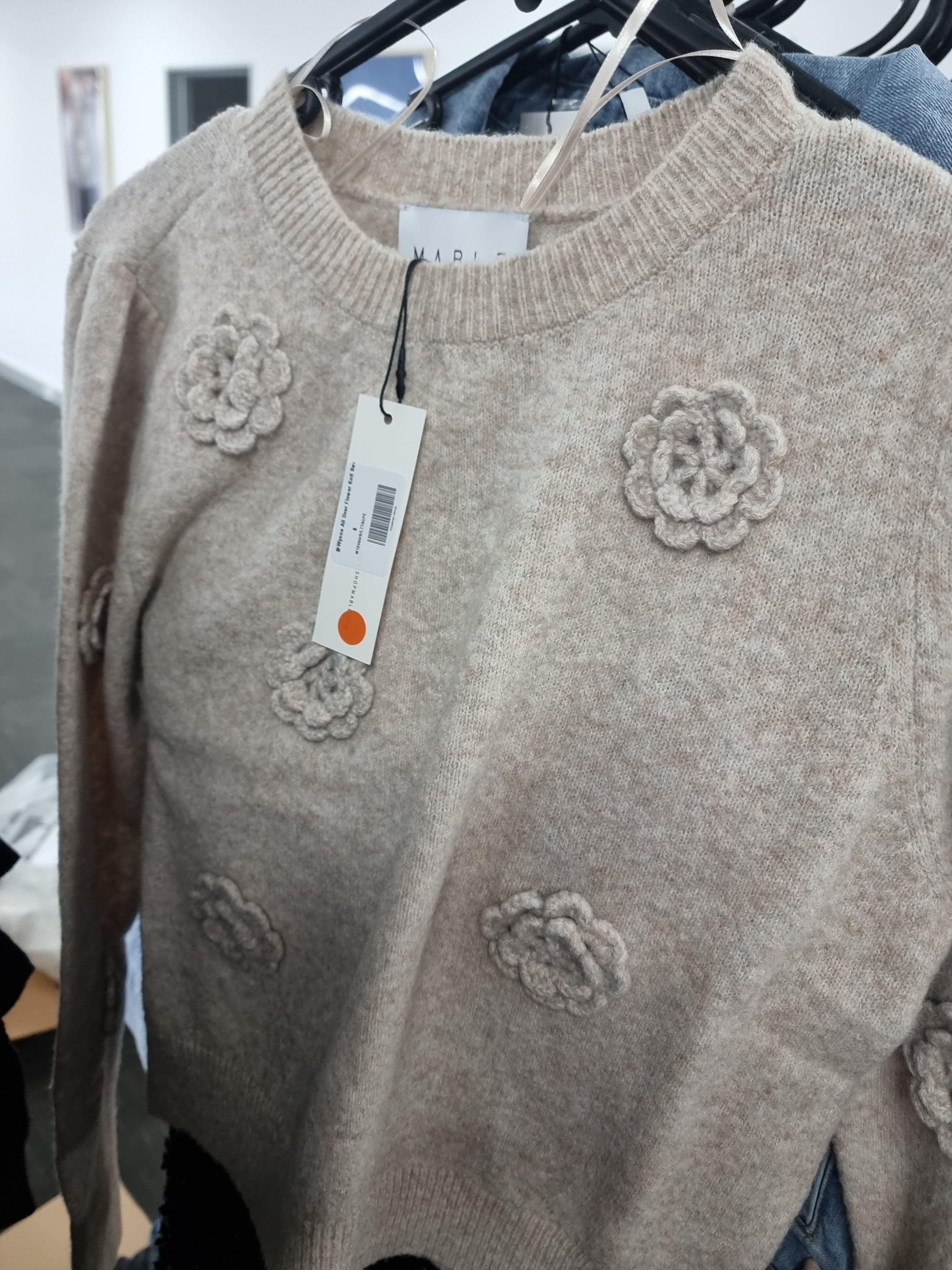 Wynne All Over Flower Knit Sweater - Light Taupe