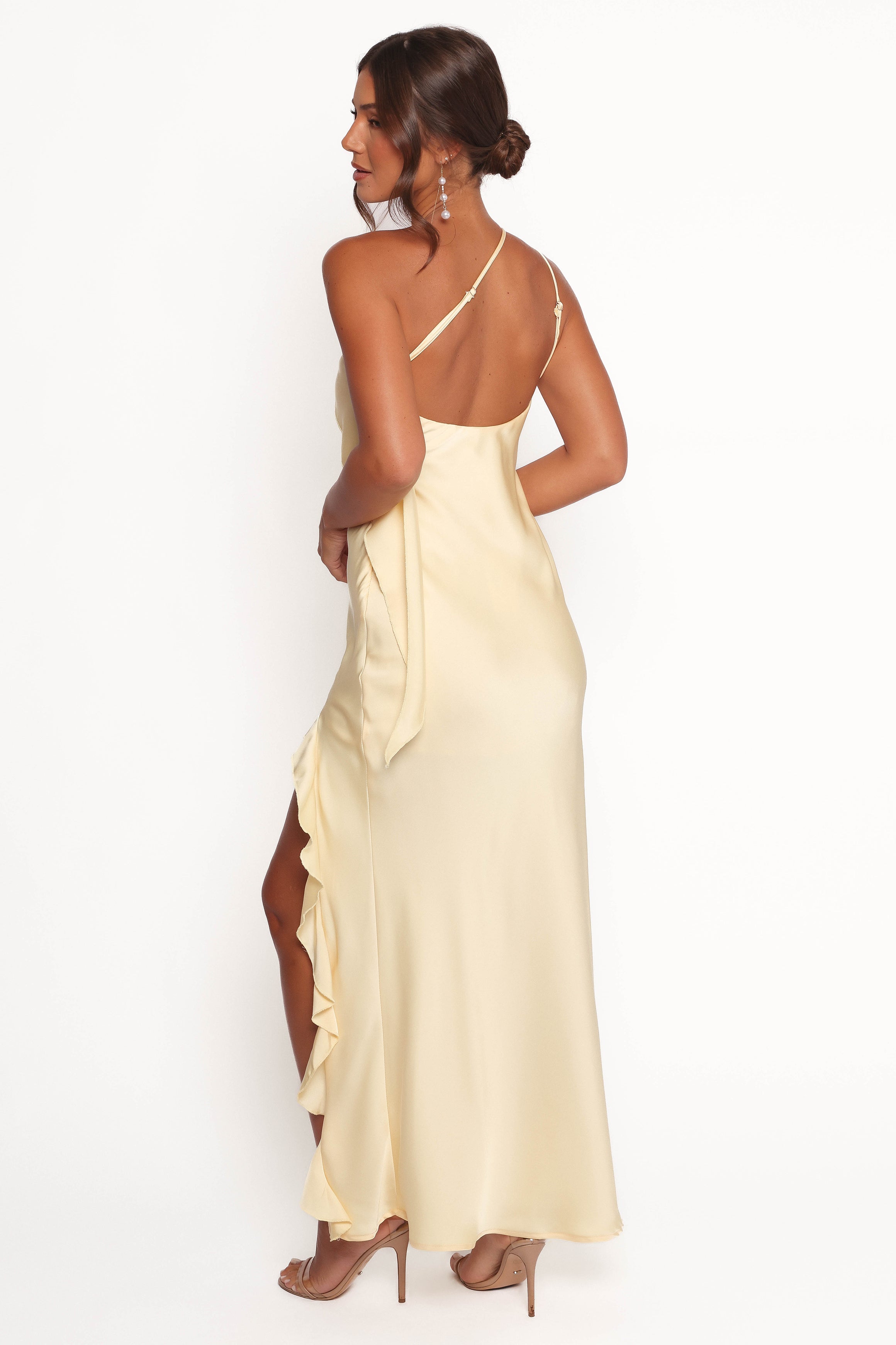Aila Rosette One Shoulder Dress - Butter Yellow