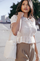 Alima Shirred Top - Pink Purple Floral