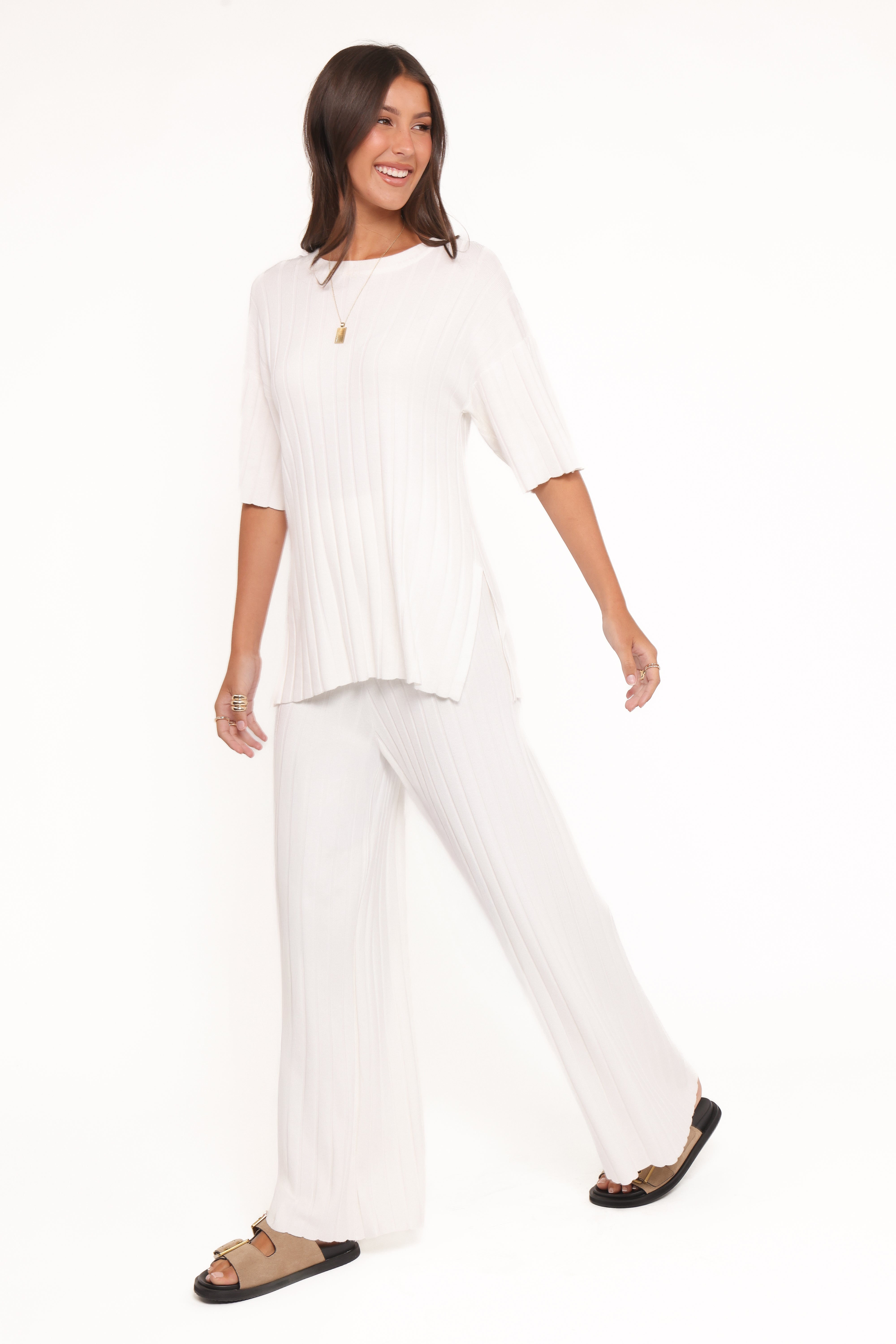 Alix Ribbed Knit Set - Cream