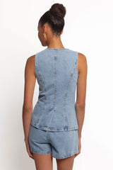 Almana Denim Short Set - Medium Blue