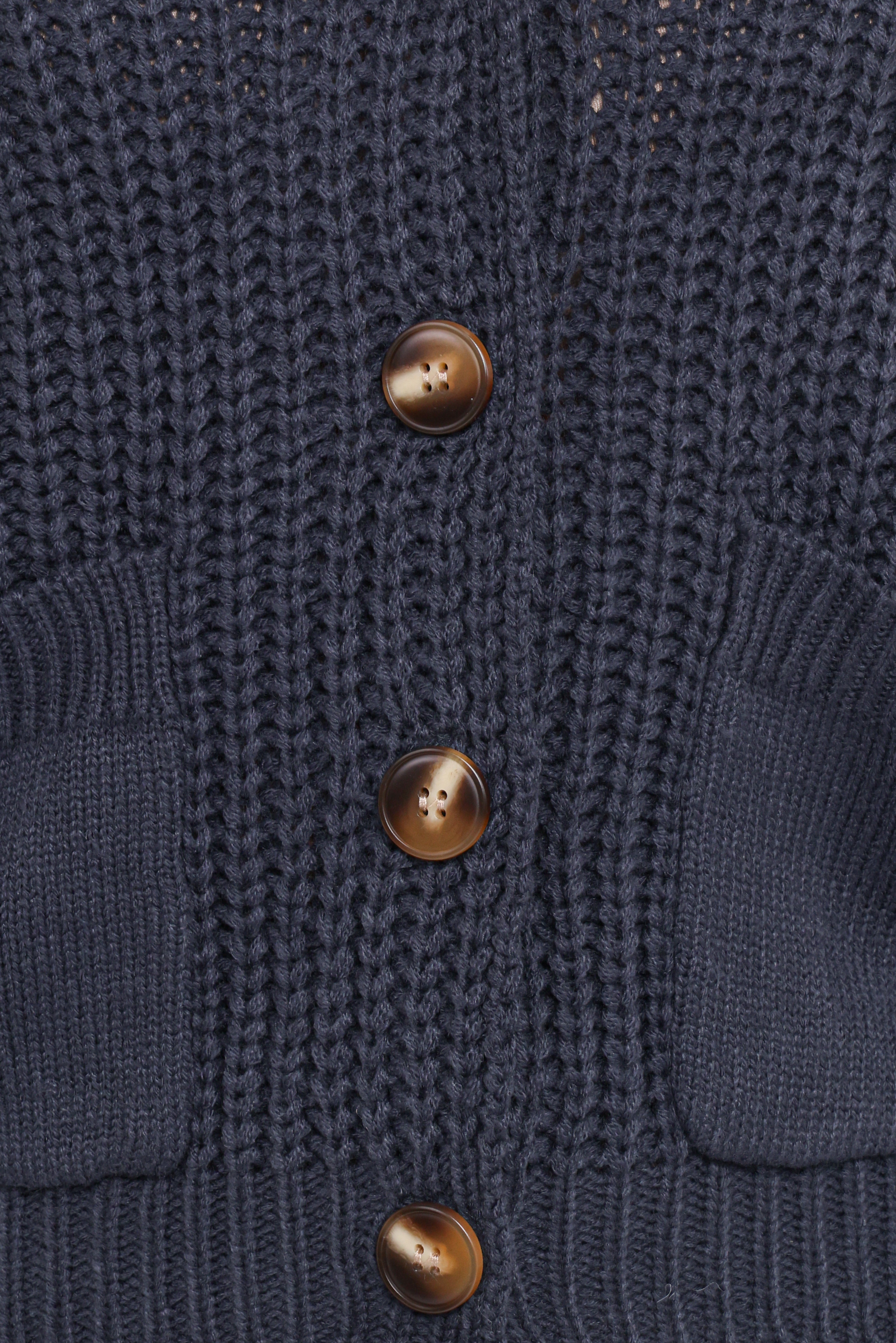 Amelia Oversize Collar Button Cardigan - Navy