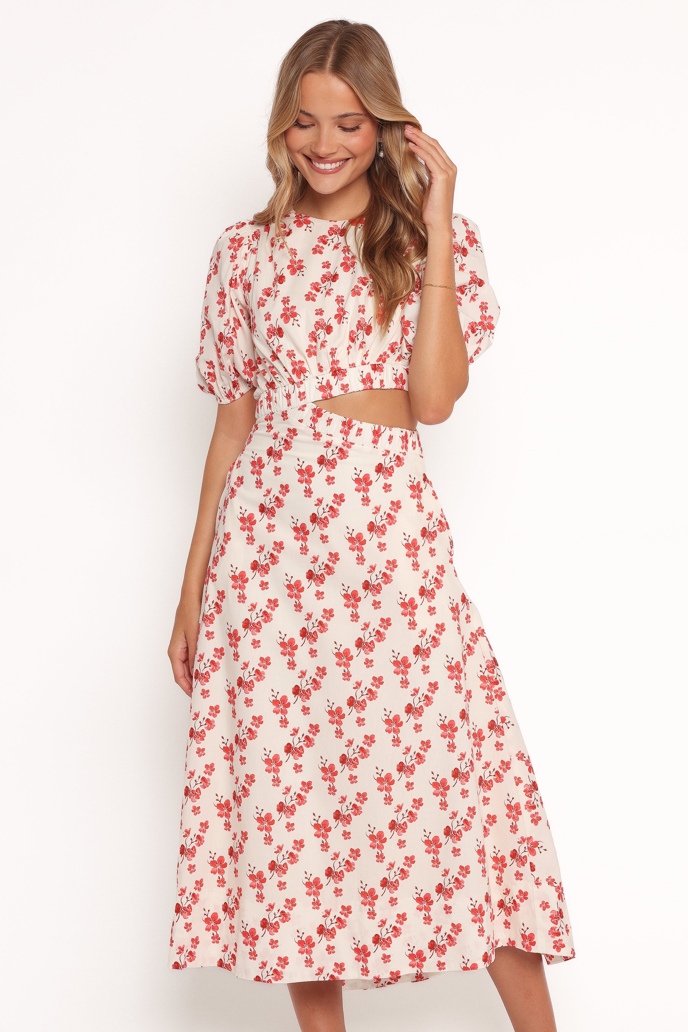 Aminah Puff Sleeve Dress - Red Floral