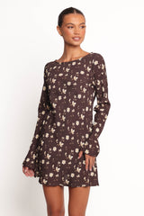 Amity Mini Dress - Brown Floral