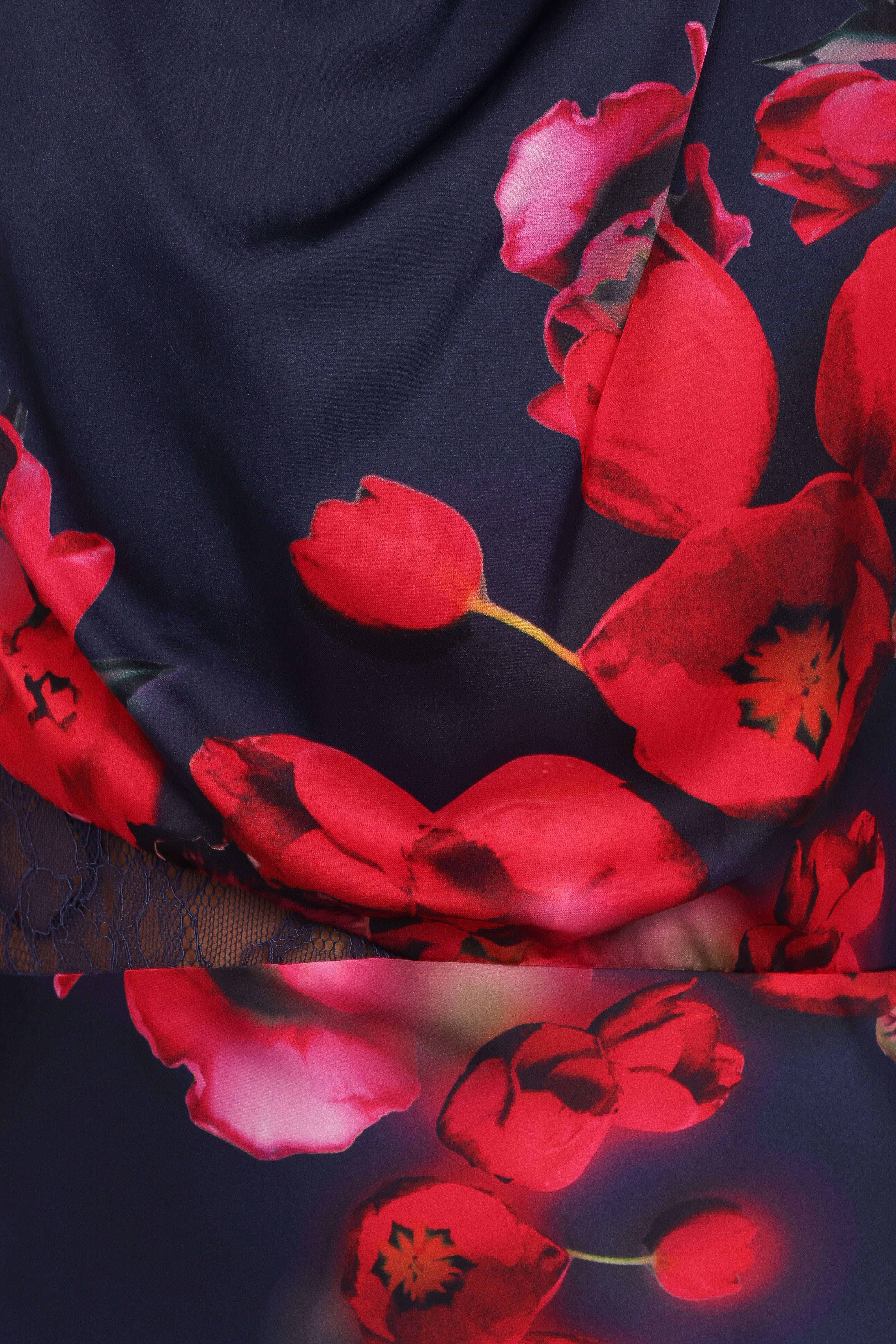 Anabelle Halter Neck Lace Maxi Dress - Navy Floral