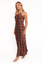 Anika Maxi Dress - Brown Polka Dot