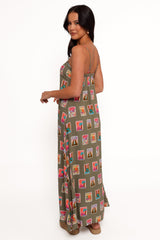 Aoife Maxi Dress - Olive Print