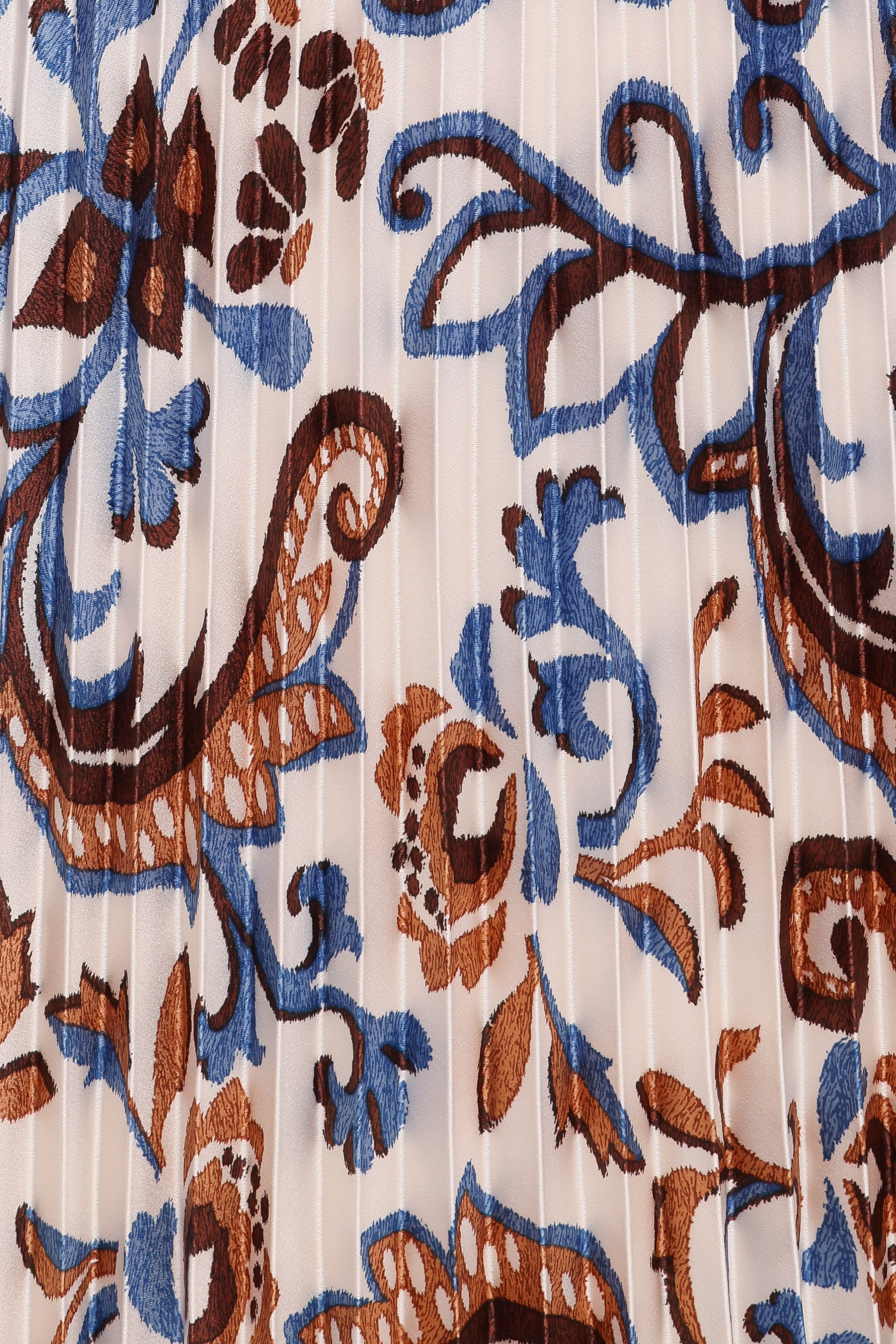 Aoife Pleated Midi Skirt - Ivory Brown Blue