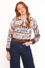 Aoife Top - Ivory Brown Blue