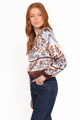 Aoife Top - Ivory Brown Blue