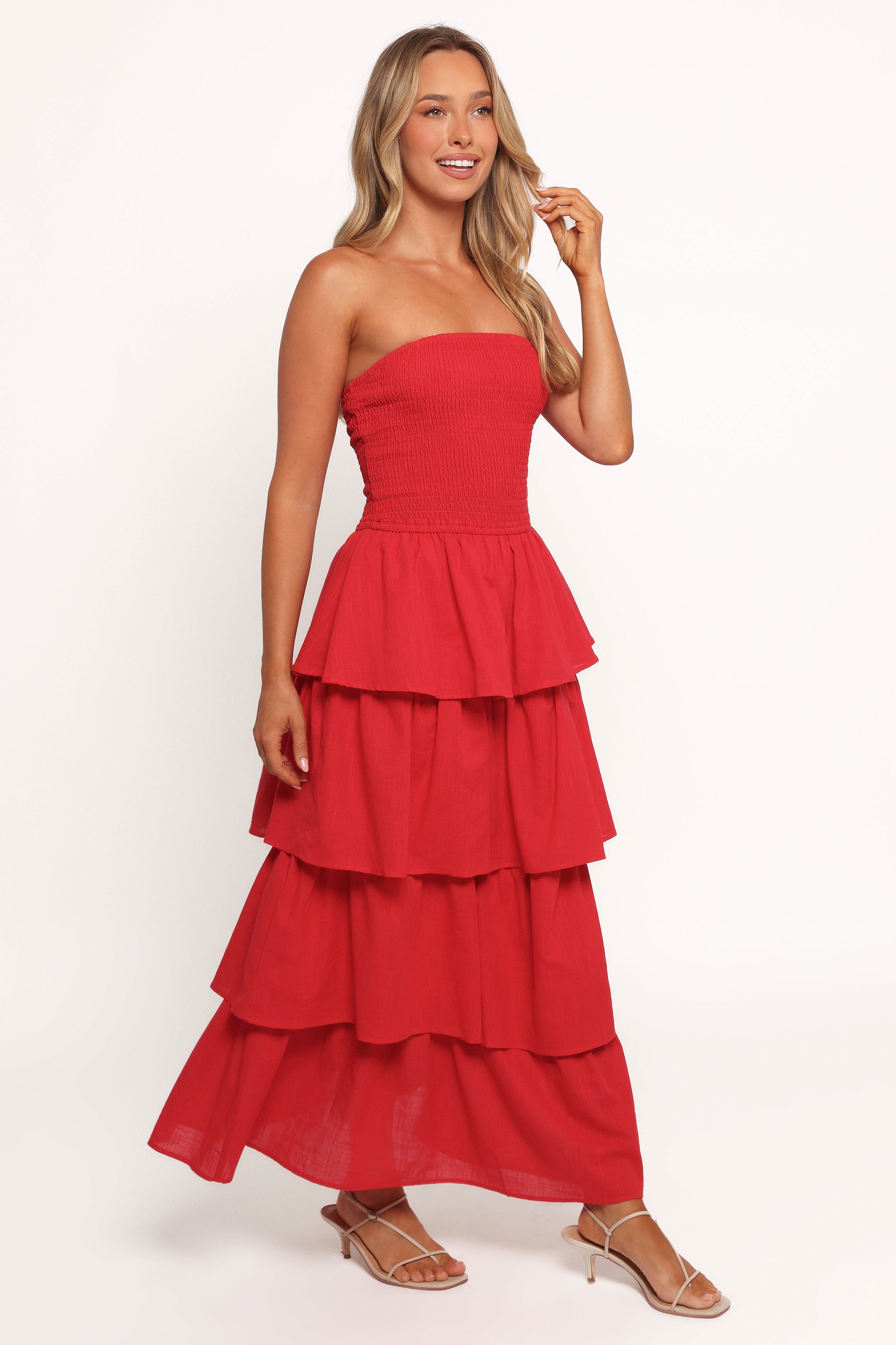 Arcadia Maxi Strapless Dress - Red