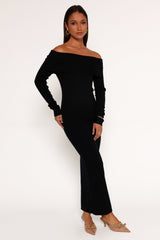 Archie Off the Shoulder Midi Dress - Black