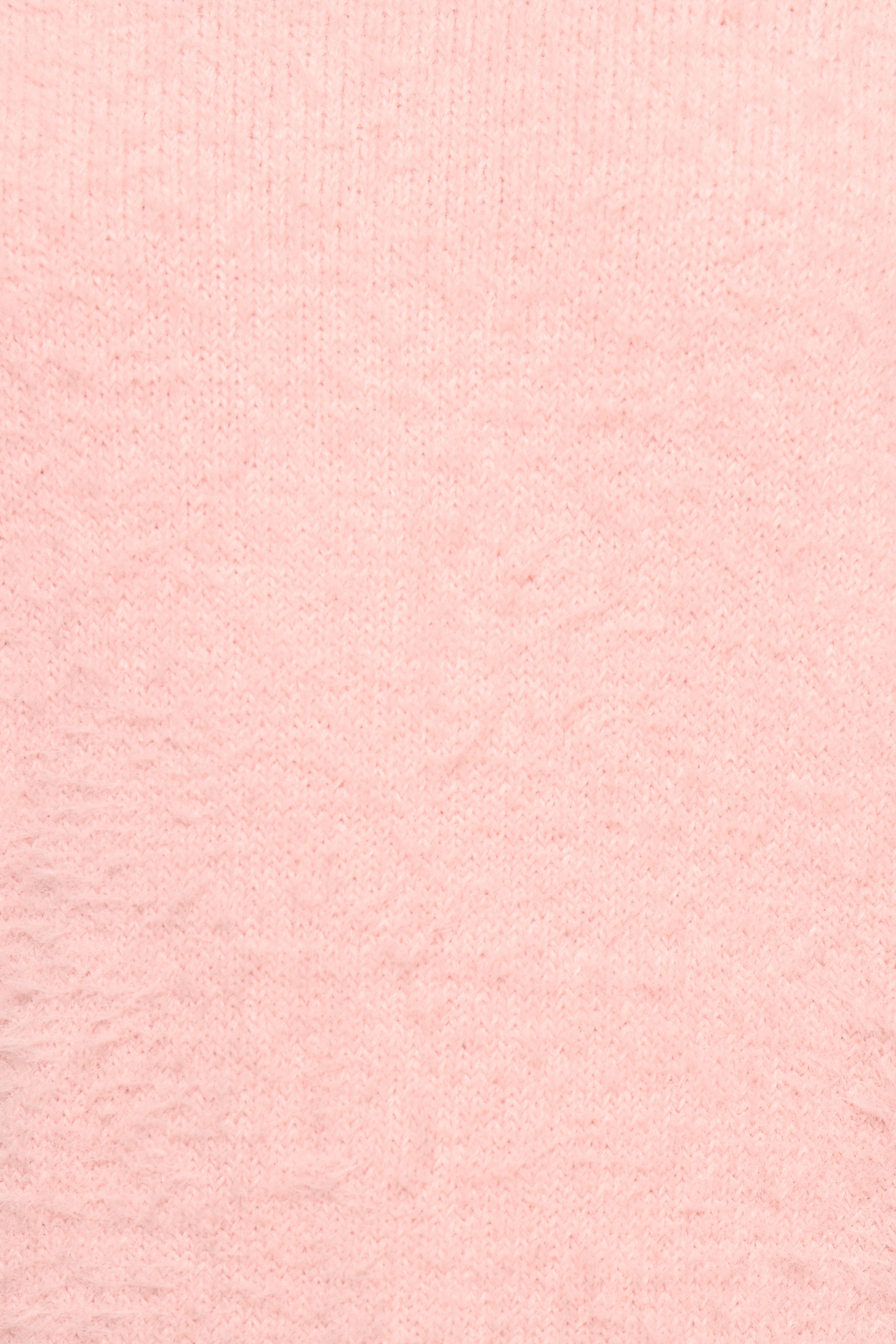 Aspra Fuzzy Crewneck Knit Sweater - Pink