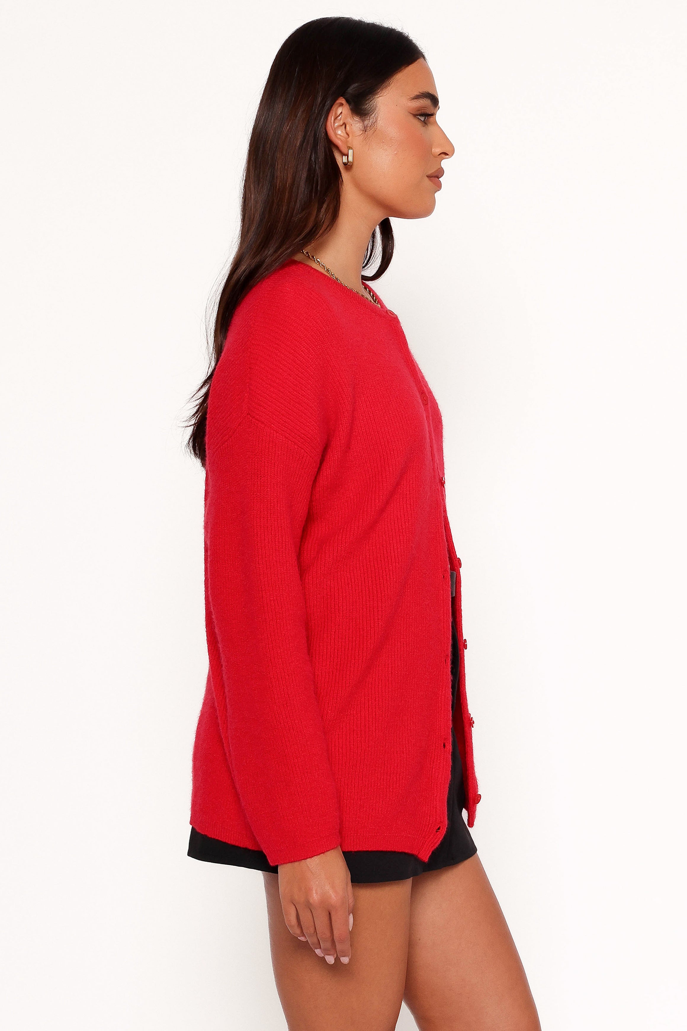 Astor Classic Button Up Cardigan - Red