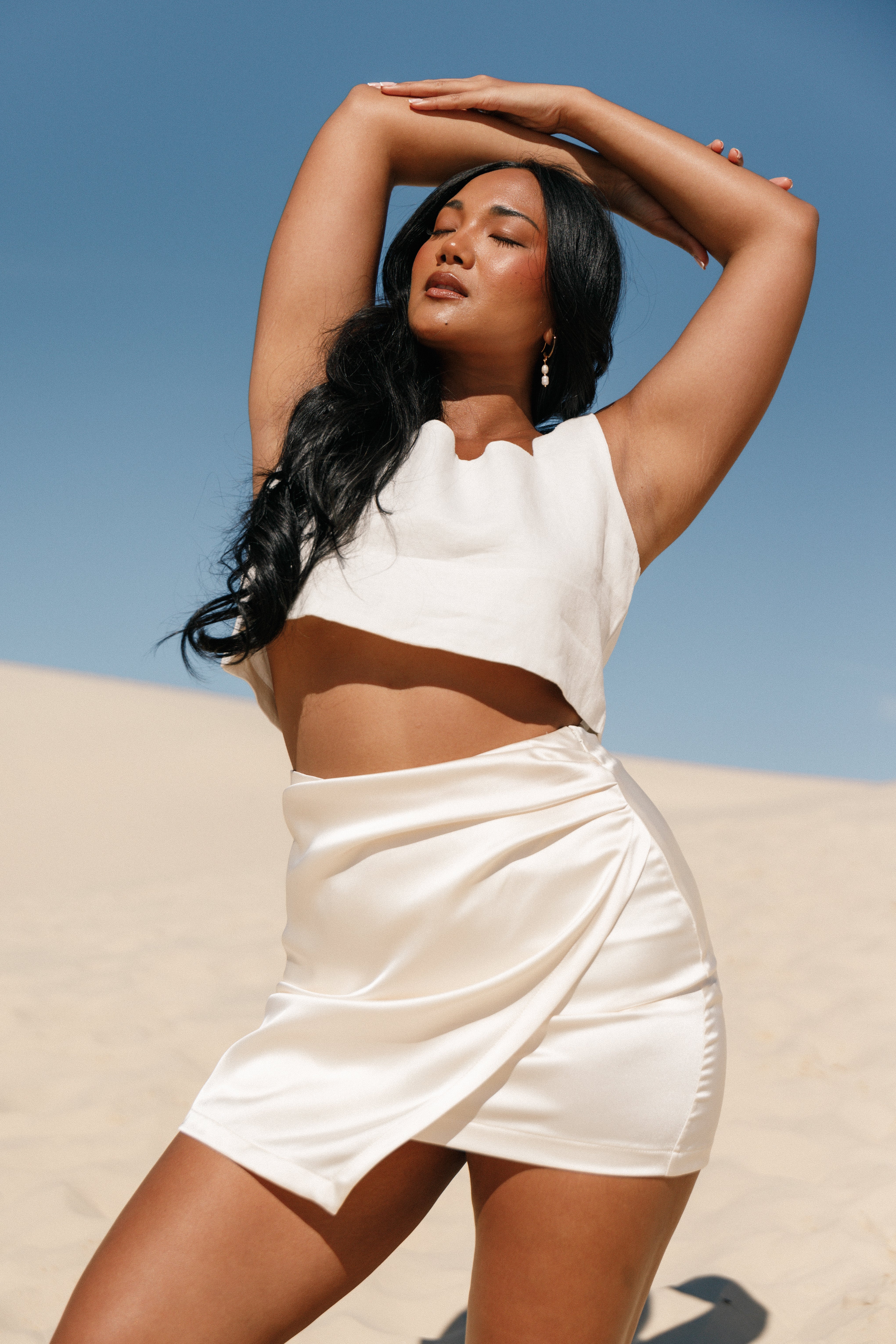 BOTTOMS @Astrid Ruched Skort - Cloud White