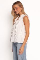Athena Ruffle Top - White