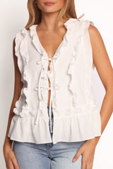 Athena Ruffle Top - White
