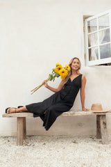 Barbara Midi Button Down Dress - Black