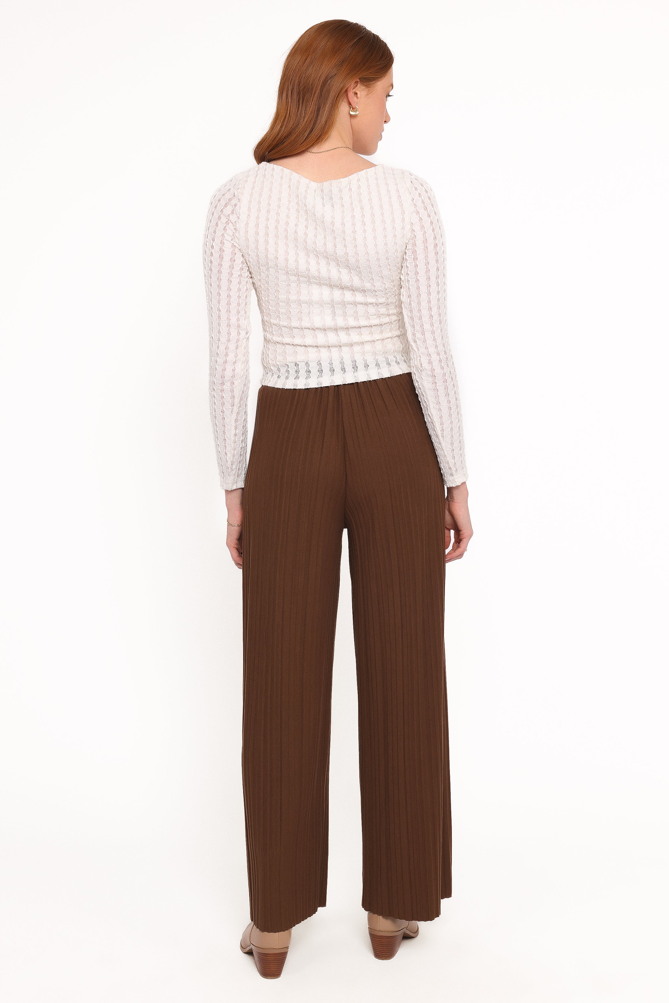 Davis Pleated Knit Pant - Brown