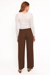 Davis Pleated Knit Pant - Brown