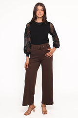 Benton Belted Pant - Brown
